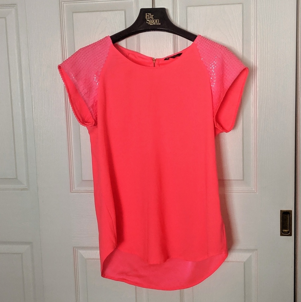 💗 Express Highlighter Pink Sequins Blouse Top 💗